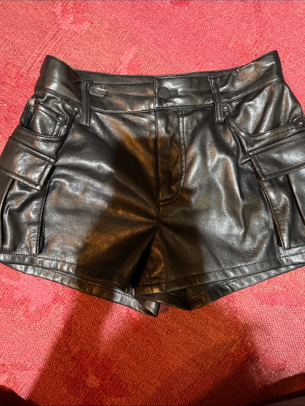 ALICE + OLIVIA black faux leather shorts